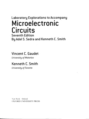 Laboratory Explorations For Microelectronic Circuits Ebook