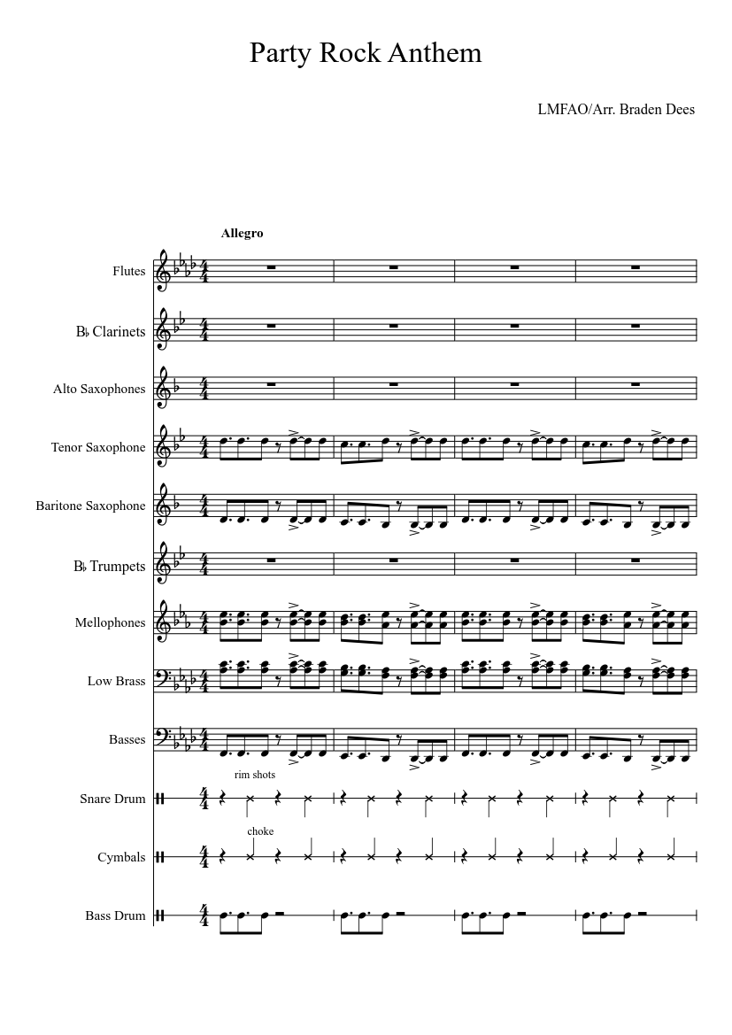 party rock anthem marching band arrangement pdf to word